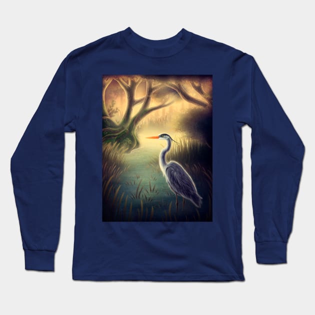 Great Blue Heron Long Sleeve T-Shirt by DoomedDreamer